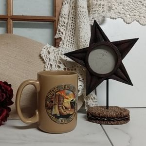Cowboy Gift  Coffee Mug And Metal Western  Star Frame